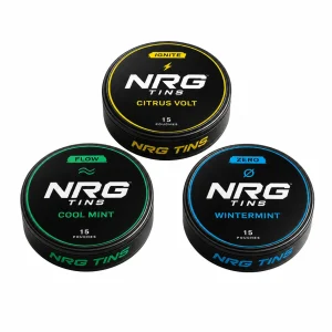 NRG Tins The Cool Trio, 3 tins on a white studio background.
