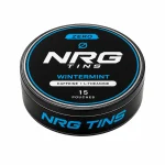 NRG Tins ZERO Wintermint matte black tin with #00B6FF accents, elevated three-quarter front view