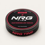 NRG Tins Watermelon Wave IGNITE tin on a bone studio background